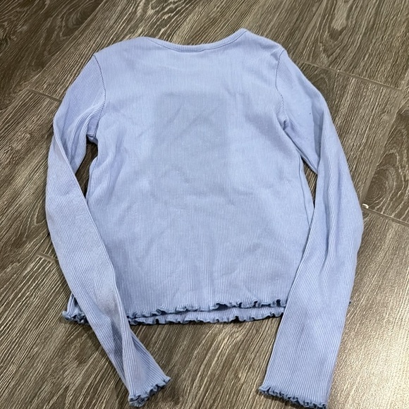 EUC Girls Long Sleeve T-shirt Blue Smiley Face Size Medium - Picture 5 of 7